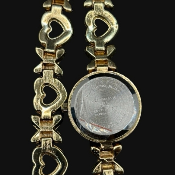 Gold Tone Rhinestone Heart & X Design Linked Watch & Bracelet Sets New Battery! - Picture 10 of 12